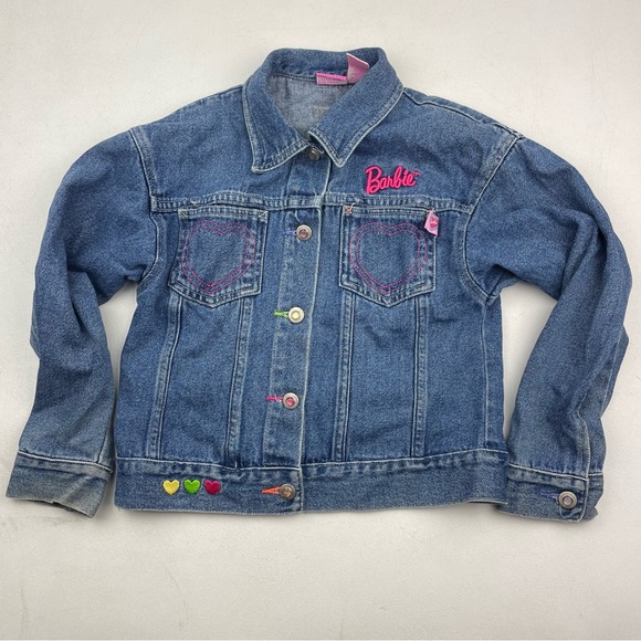 Barbie Jackets & Coats Barbie Denim Jacket Girls Embroidered Blue